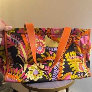 Kate Spade orange flower shoulder tote